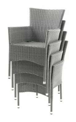 JUTLANDIA KOPERVIK L215 Bord Grå + 4 AIDT Stapelstol Grå -butiken JUTLANDIA 158197 1