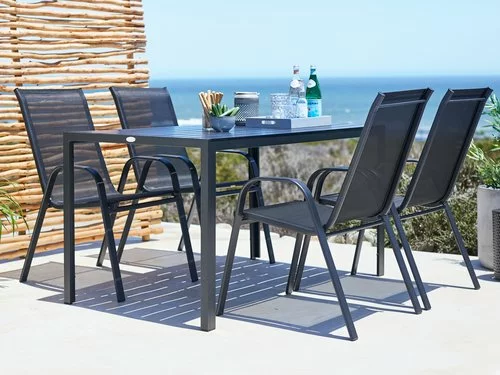 JERSORE L140 Bord Svart + 4 LEKNES Stol Svart 3 JERSORE L140 Bord Svart + 4 LEKNES Stol Svart