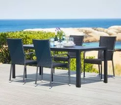 JUTLANDIA MADERUP L205 Bord Svart + 4 GUDHJEM Stol Svart