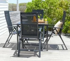 JUTLANDIA MADERUP L90 Bord Svart + 4 LOMMA Positionsstol Svart