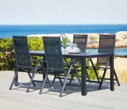 JUTLANDIA MADERUP L205 Bord Svart + 4 LOMMA Positionsstol Svart