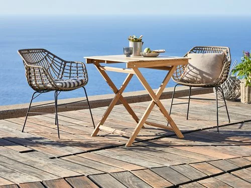 JUTLANDIA VESTERHAVET L70 Bord Teak + 2 ILDERHUSE Stol Natur 3 JUTLANDIA VESTERHAVET L70 Bord Teak + 2 ILDERHUSE Stol Natur