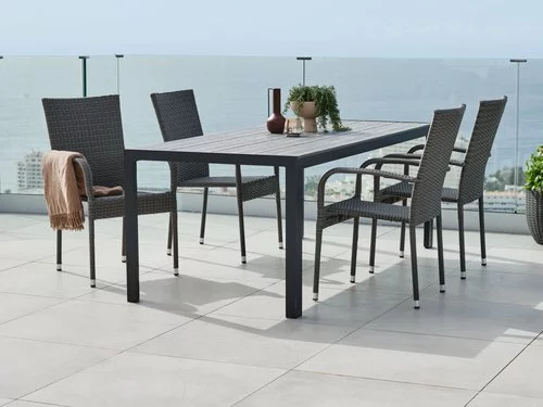 JUTLANDIA PINDSTRUP L205 Bord Grå + 4 GUDHJEM Stol Grå 3 JUTLANDIA PINDSTRUP L205 Bord Grå + 4 GUDHJEM Stol Grå