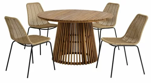 HOLTE Ø120 Bord Hårdträ + 4 PANDUMBRO Stol Natur 4 HOLTE Ø120 Bord Hårdträ + 4 PANDUMBRO Stol Natur - Bild 2