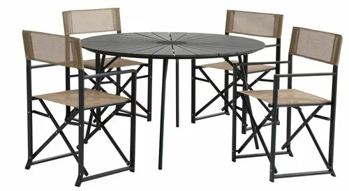 JUTLANDIA RANGSTRUP Ø130 Bord Svart + 4 NAGELSTI Klappstol Svart 4 JUTLANDIA RANGSTRUP Ø130 Bord Svart + 4 NAGELSTI Klappstol Svart - Bild 2