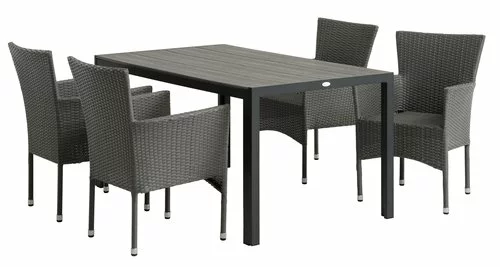 JUTLANDIA PINDSTRUP L150 Bord Grå + 4 AIDT Stapelstol Grå 4 JUTLANDIA PINDSTRUP L150 Bord Grå + 4 AIDT Stapelstol Grå - Bild 2