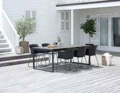 NESSKOGEN L210 Bord Brun + 4 SANDVED Stol Svart -butiken JUTLANDIA 201777