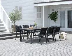 NESSKOGEN L210 Bord Brun + 4 JEKSEN Stapelstol Svart -butiken JUTLANDIA 201779