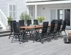 JUTLANDIA YTTRUP L210/300 Bord Hårdträ + 4 LIMHAMN Stol Grå -butiken JUTLANDIA 201790