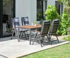 JUTLANDIA YTTRUP L150 Bord Hårdträ + 4 LIMHAMN Positionsstol Grå -butiken JUTLANDIA 201795 1