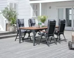 JUTLANDIA YTTRUP L210/300 Bord Hårdträ + 4 LIMHAMN Stol Grå -butiken JUTLANDIA 201796 1