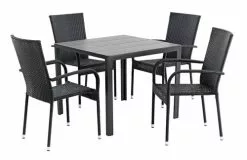 JUTLANDIA MADERUP L90 Bord Svart + 4 GUDHJEM Stol Svart -butiken JUTLANDIA 80205